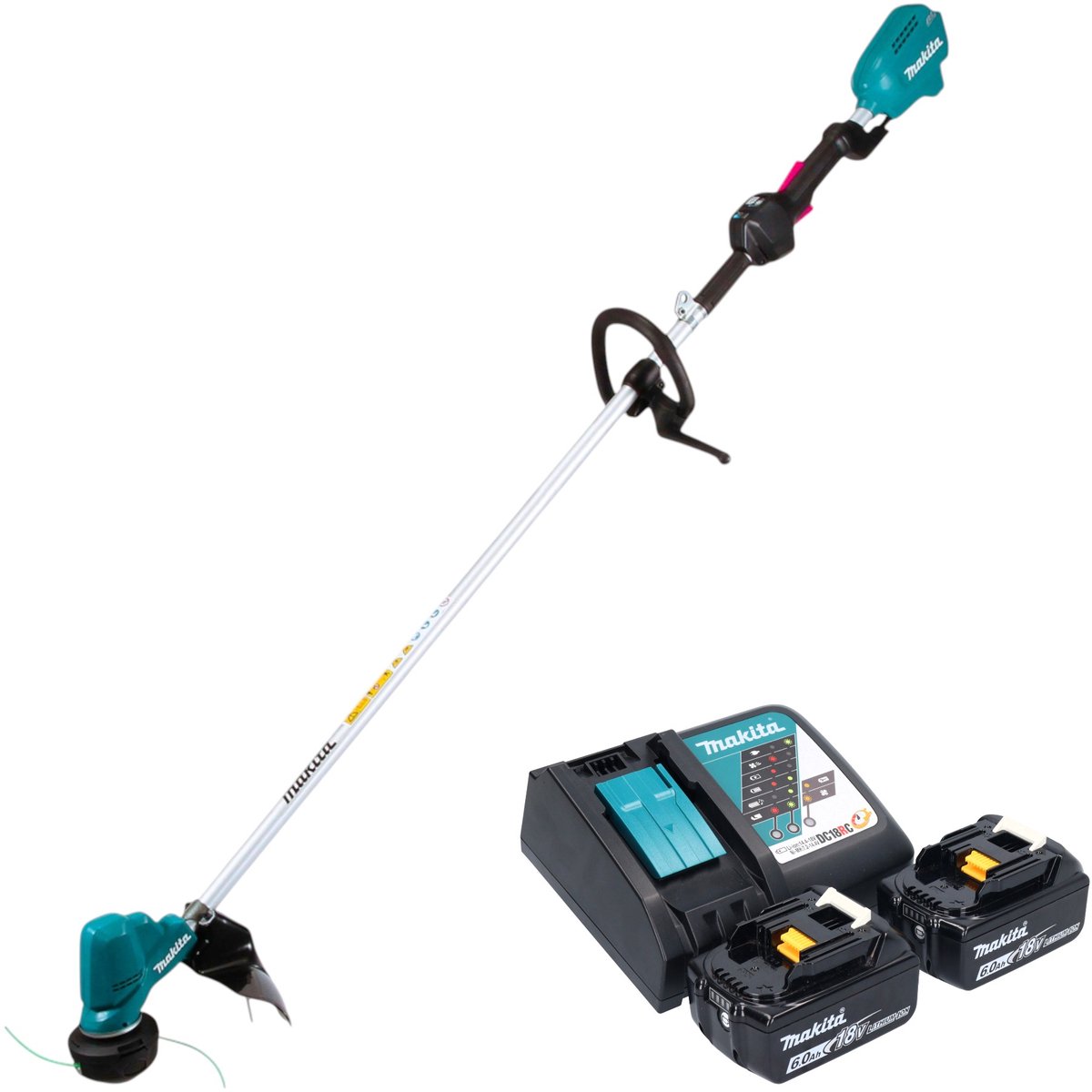 Makita DUR 190 LRG2X9 accu-grastrimmer 18 V 300 mm borstelloos + 2x accu 6,0 Ah + oplader