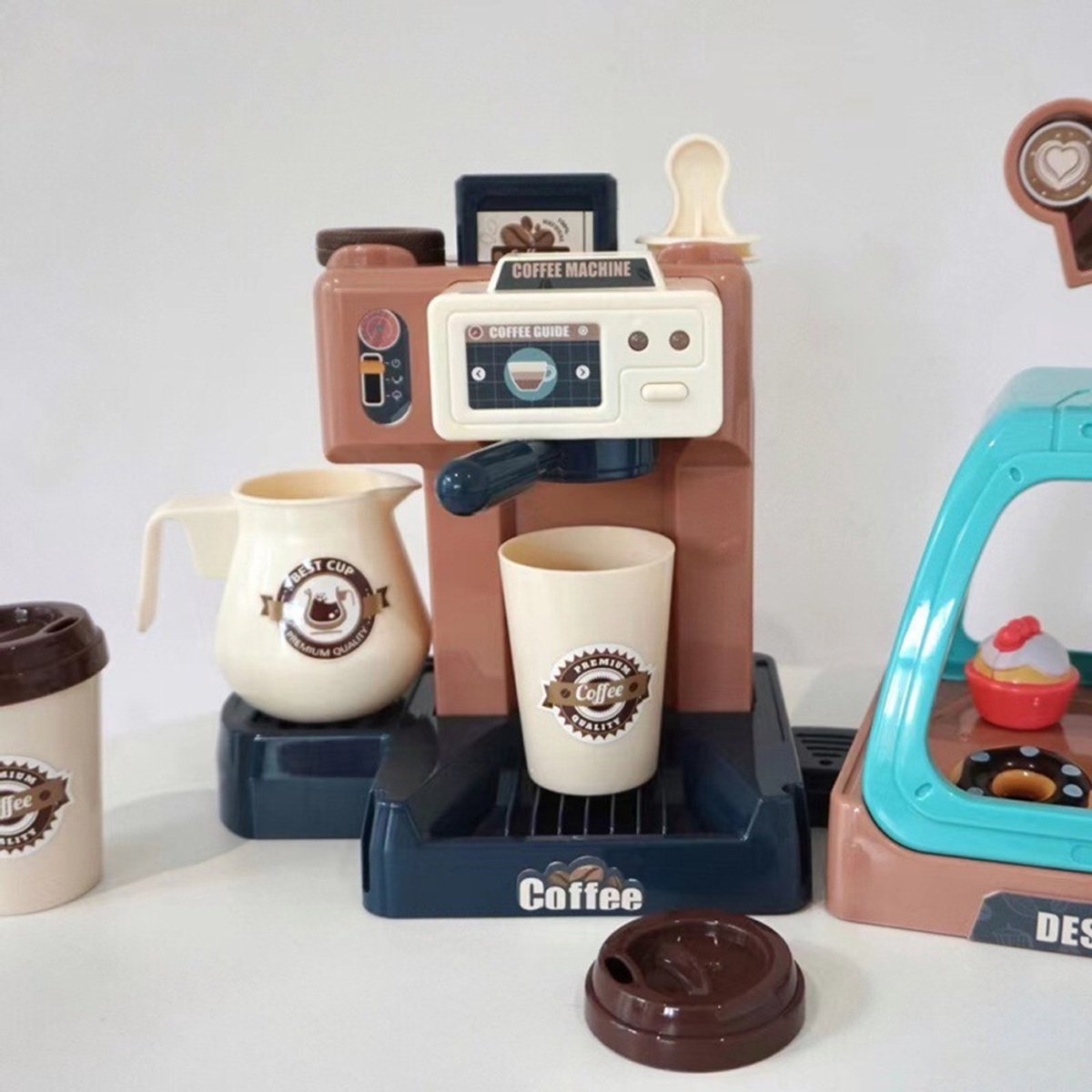 Speelset voor kinderen, 41pcs +, Koffiezetapparaat, Leren en Serveren Koffiemachine, Winkeltje Speelgeld met Licht & Geluid - Educatief Rollenspel - Interactief speelgoed - Keuken & Restaurant Verjaardag Cadeau voor Jongens & Meisjes 3 Jaar — afbeelding 11