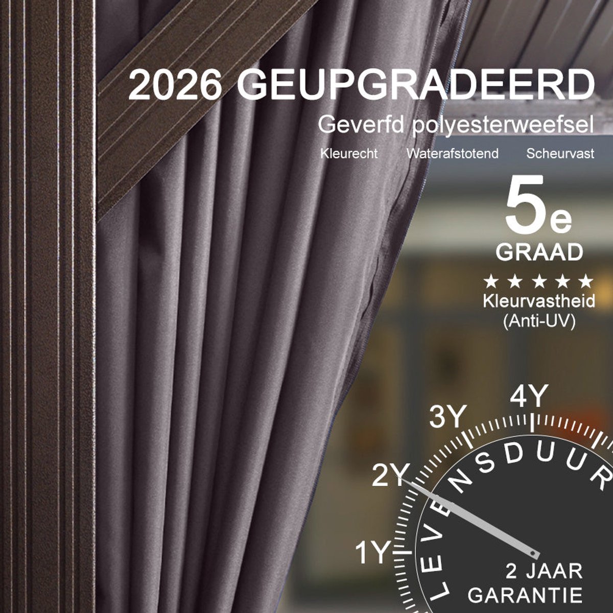 Purple Leaf Hardtop pavillon 4 x 3 m - gris luxe avec éclairage