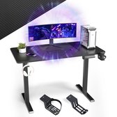 Elektrisch Verstelbaar Zit-Sta Bureau - 120x60 cm Werkbureau - 2-delig Uitschuifbaar Frame - Zwart
