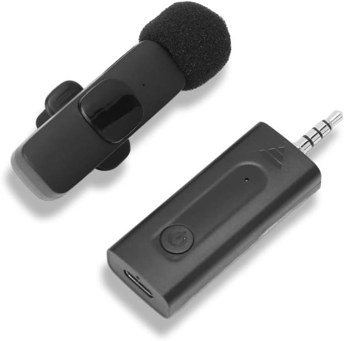 Draadloze Lavalier Microfoon - Revers Microfoon Clip-on - Opnemen Interviews Vlogs - Intelligente Ruisonderdrukking - 20 Meter Bereik - Zwart