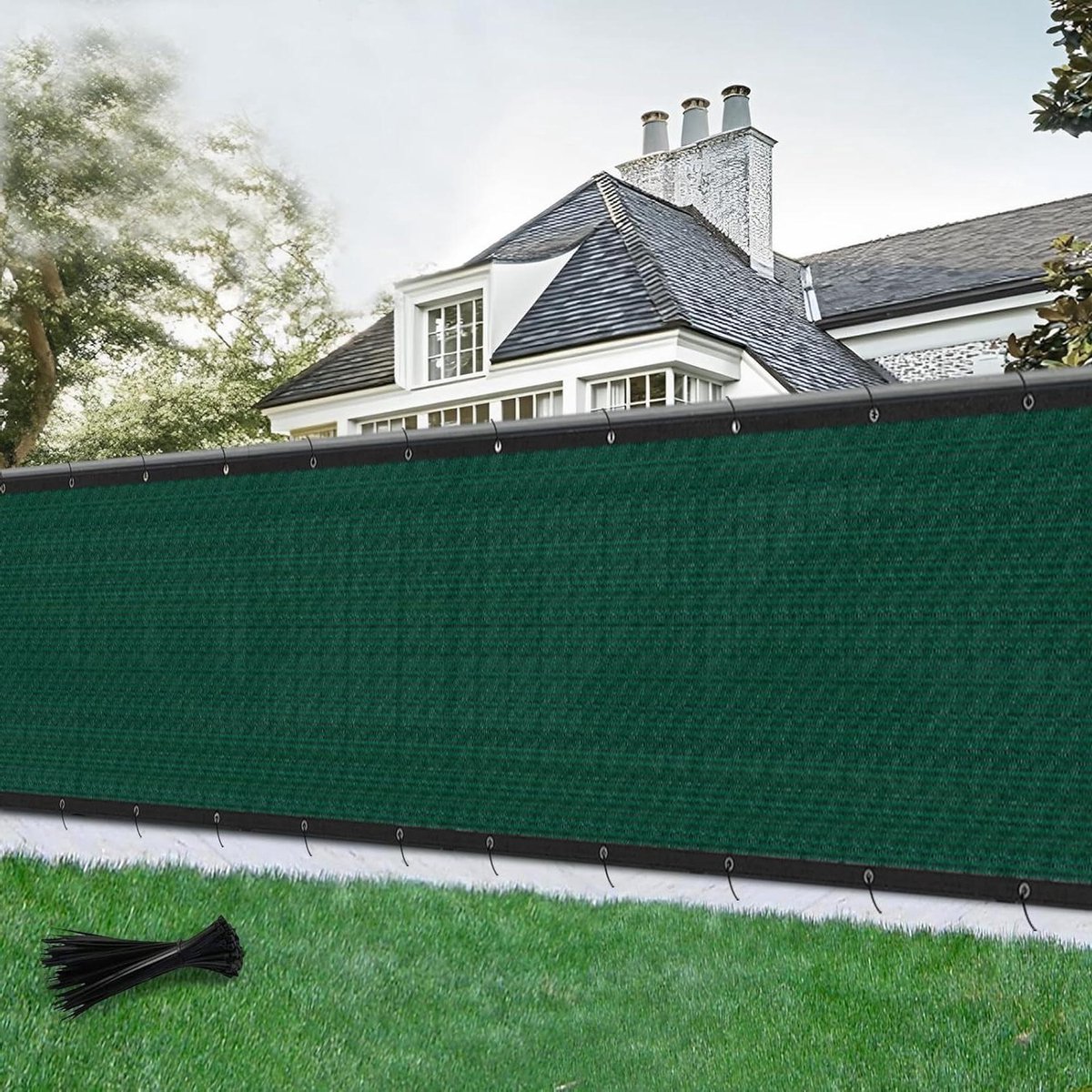 Privacy hek scherm - Tuin privacy - Meer privacy creëren - 90% zichtblokkering - 152 x 365 cm - Donkergroen