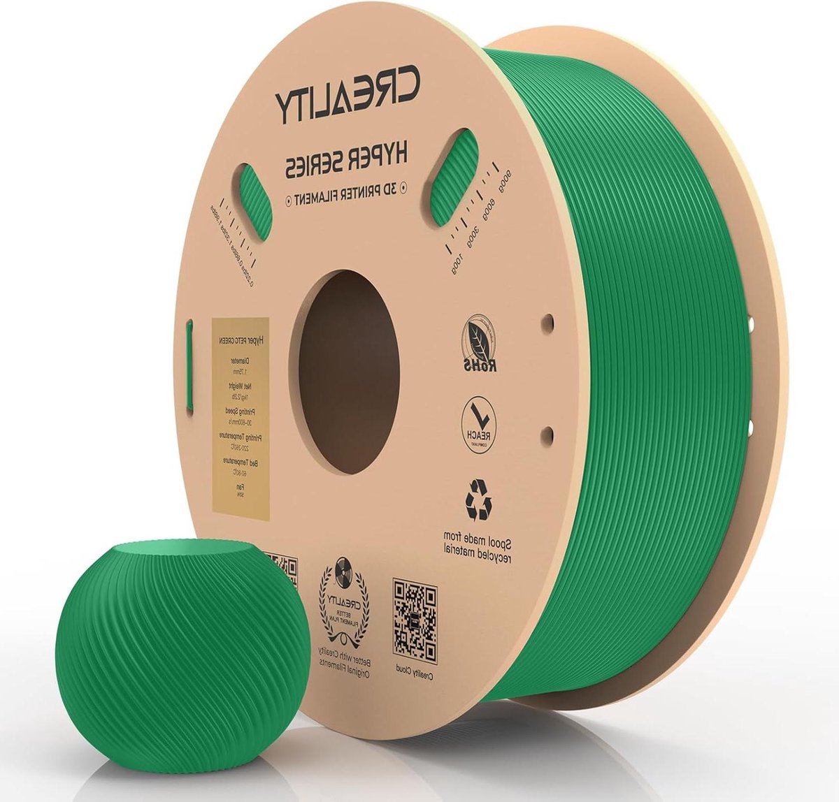 3D Printer Filament - PETG Materiaal - Hogesnelheid 3D Printen - Goede Laaghechting & Stijfheid - 175 mm 1 kg