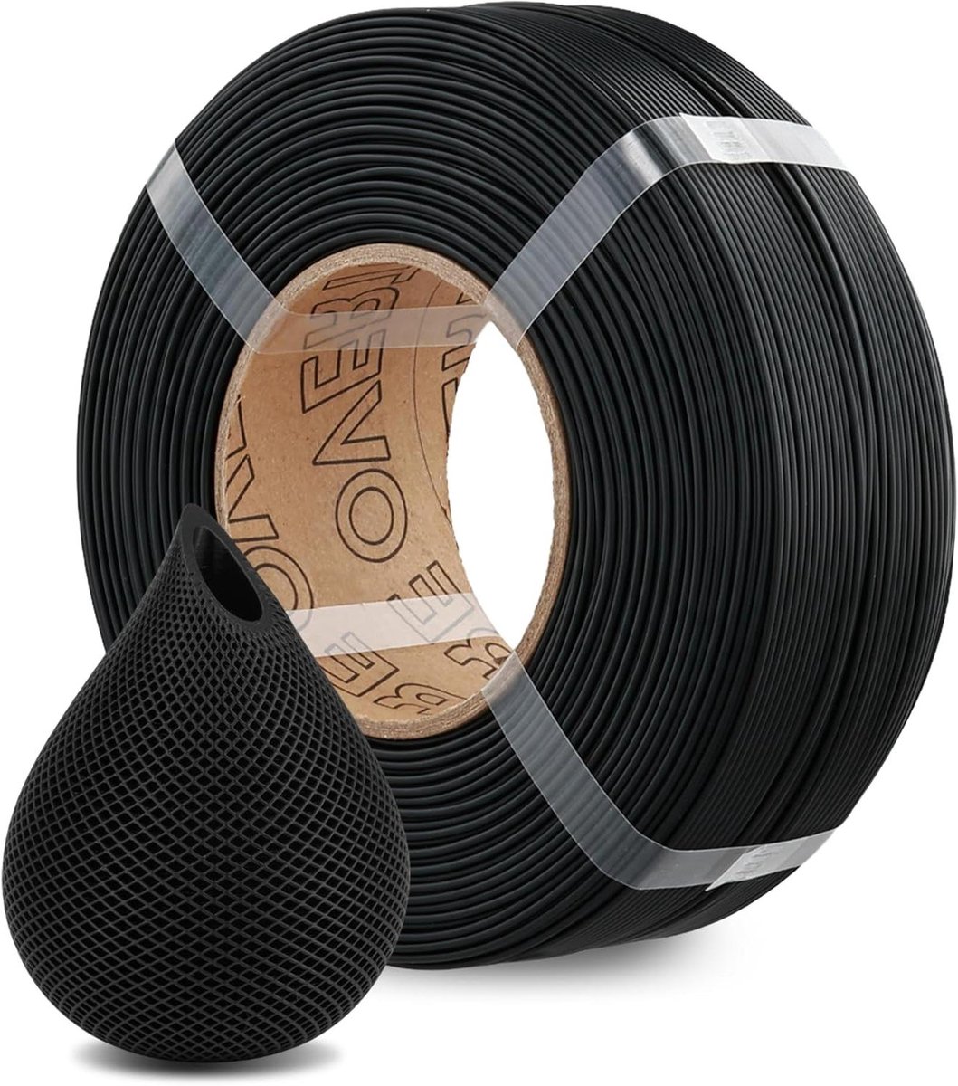 3D Printfilament - PLA Draad - Ononderbroken Printen - Klitvrije Spoelen - 175 mm 1 kg - Zwart