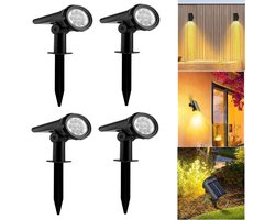 CNLSight Solar Grondspot (4 stuks)- 2 IN 1 priklampen & Wandlampen - Priklamp op zonne-Solar Grondspots -Tuinverlichting op zonne-warmwit