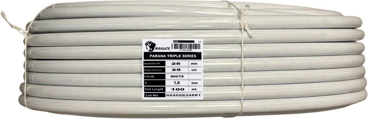 PE-slang Ø25 mm - ponsafstand 25 cm - 3-laags wit/zwart/wit - 100 m