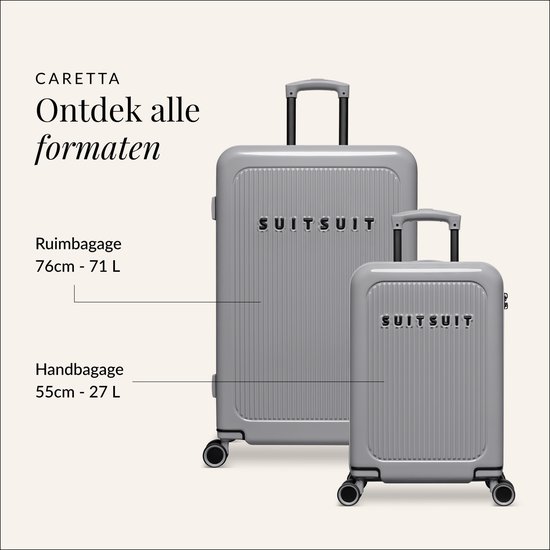 SUITSUIT Koffer 75x48x29 cm - Reiskoffer - Koffer groot - TSA Slot - 71L - Caretta - Titanium Grey