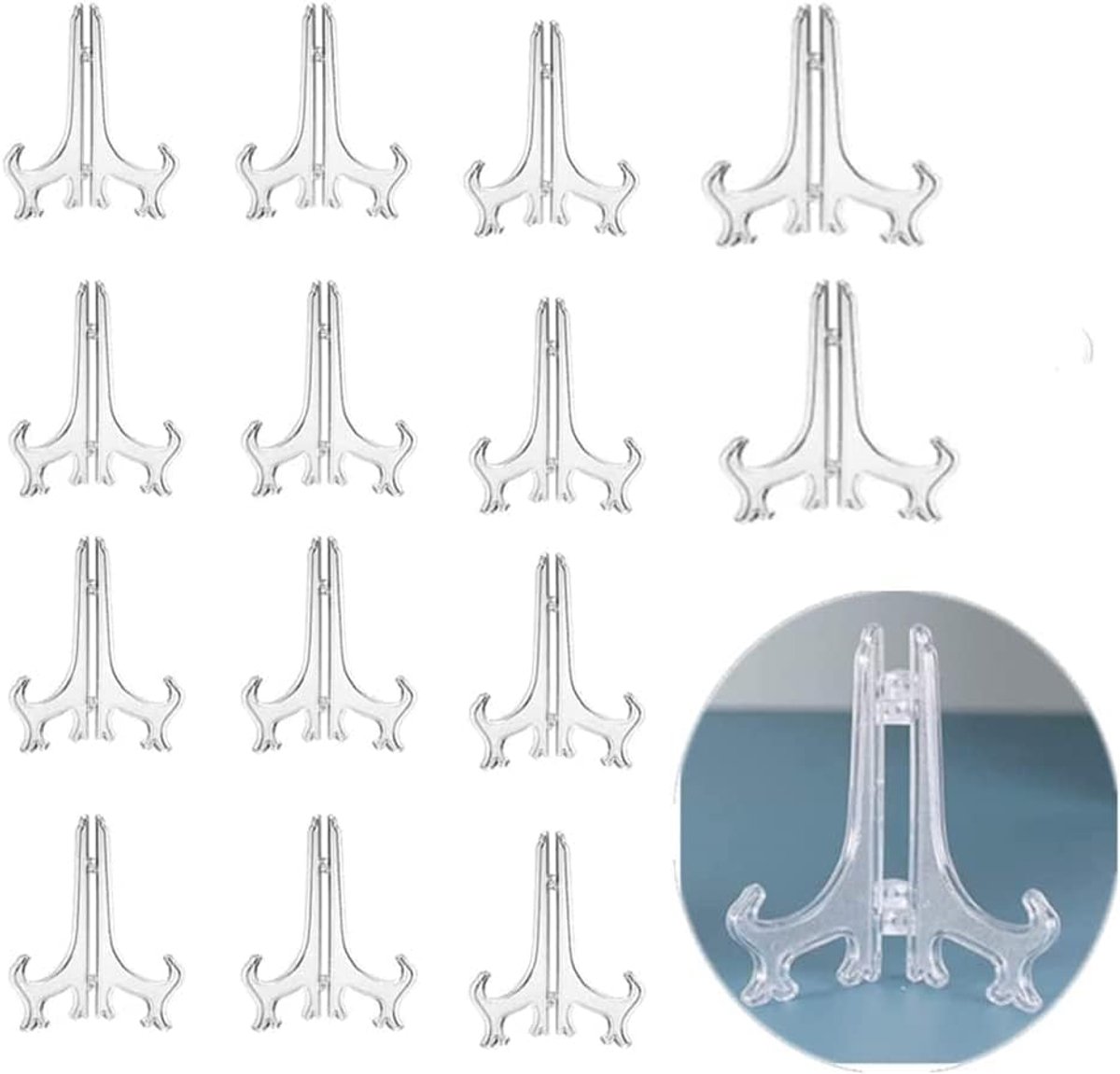 15 stuks plastic bordstandaard - opvouwbaar - transparant - 4 inch - gebruiksvriendelijk