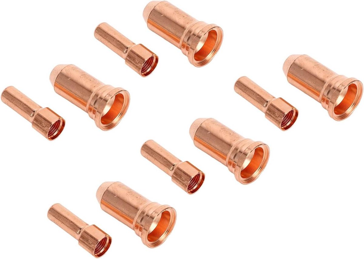 Nozzle-elektrodeset - Plasmasnijder Verbruiksmaterialen - Precisie Snijden - Hittebestendig Koper - 10 Stuks 15 Mm - Koperkleur