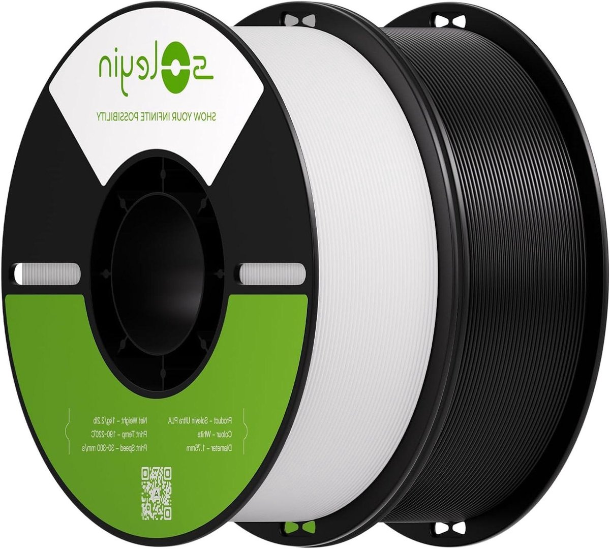 PLA Filament - 3D Printer Draad - Creatief Printen - Hoge Printsnelheid - 2 kg - Zwart Wit