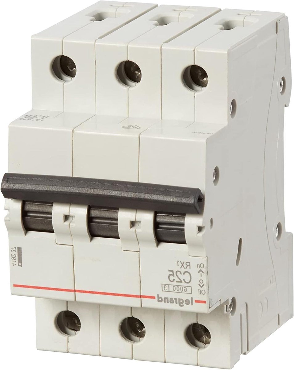 Stroomonderbreker - Zekeringautomaat - Elektrische beveiliging - 3-polig - 25A 30mA - Grijs