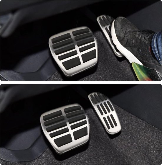 Pedaalhoezen Set - Auto Pedaal Covers - Verbeterde Grip - Aluminium Anti-slip - Automatische Transmissie - Zilver van Merkloos — afbeelding 5