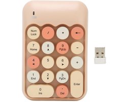 Dailygoods – USB Numeriek Toetsenbord – Draadloos Numpad – Mechanisch Toetsenblok – Melk Thee Kleur – Retro Toetsen – Geschikt voor Laptop en PC