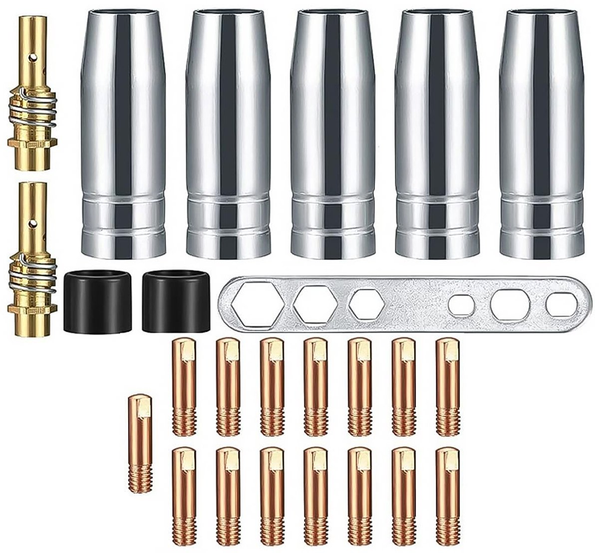 Store_7 - Slijtageonderdelen set - Lasaccessoires - 25 stuks - Koper - Geschikt voor MB15 - Gebruiksvriendelijk