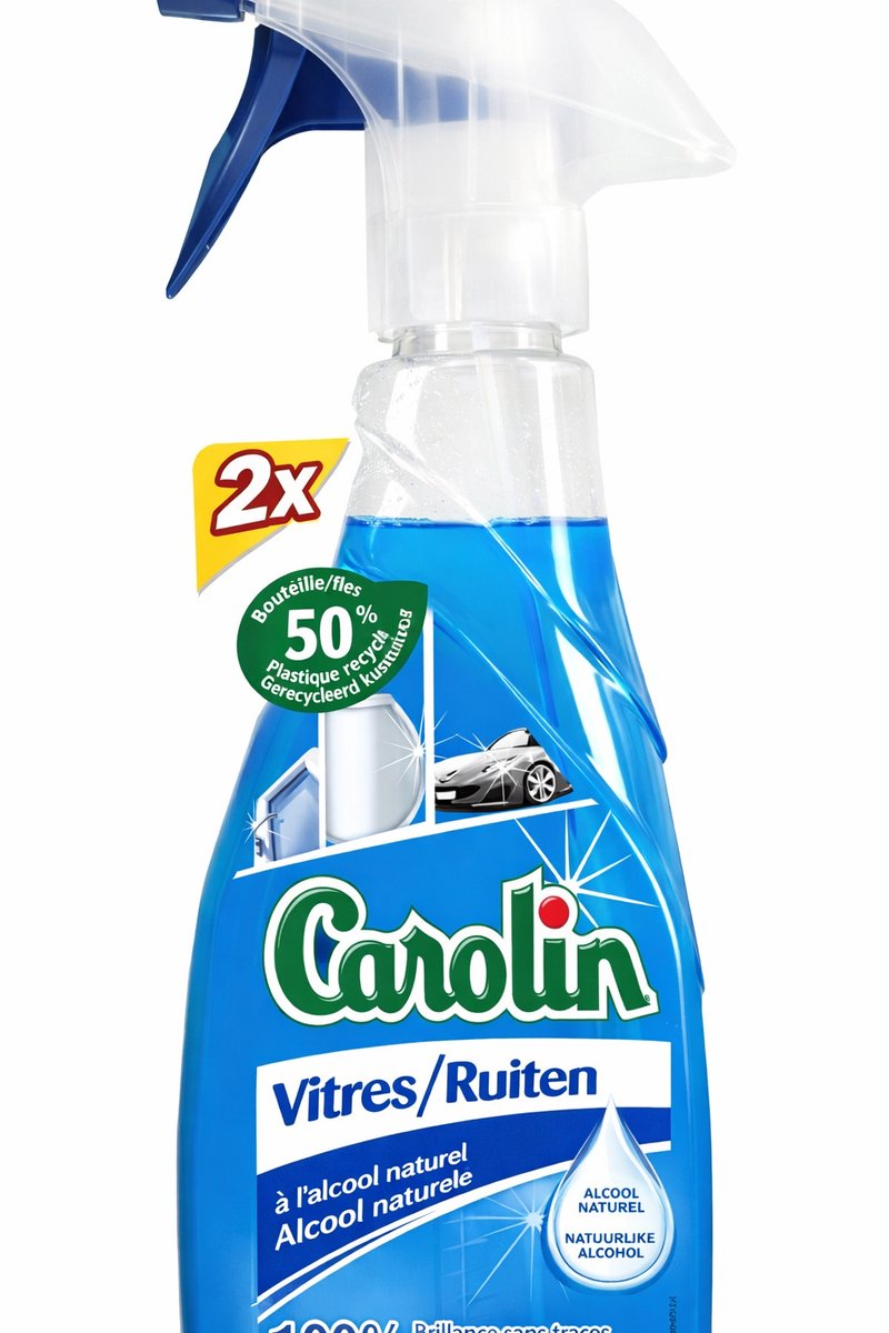 2 x Carolin - Glas- en Ruitenreiniger - Met Natuurlijke Alcohol - 650 ml - 2 stuk
