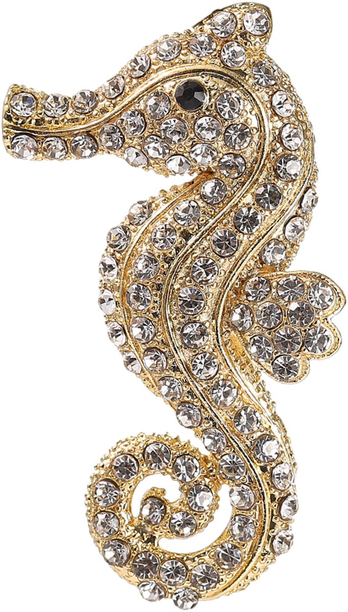 Go Dutch Label Oorknoppen Seahorse Brooch Goudkleurig