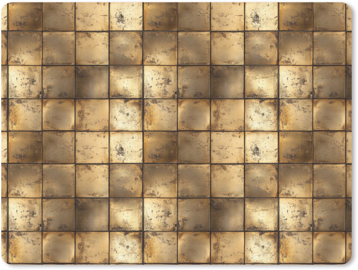 Muismat 12x10 cm - Mousepad Geometrisch - Tegels - Goud - Muismatten