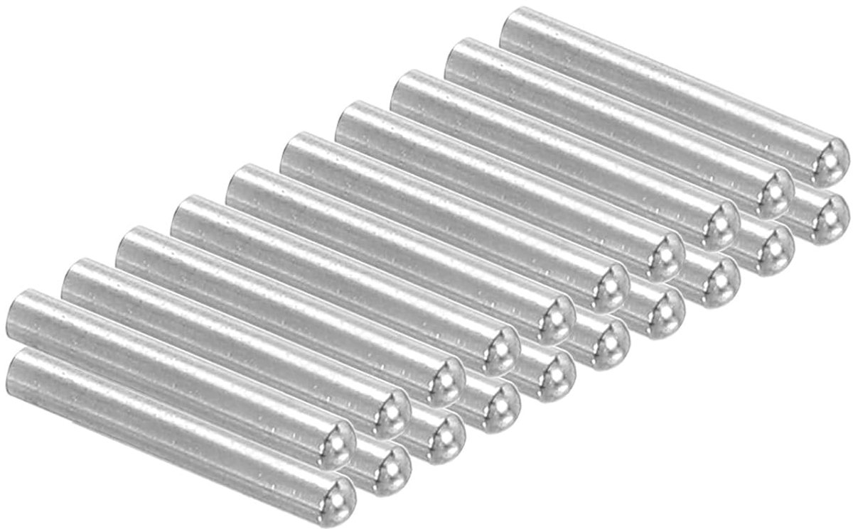 304 RVS Locking Pegs - 2 x 12 mm - 20 Stuks - Ronde Kop - Platte Gevijlde Einde - Metaal Centering Pens - Bunk Pegs - Plank Steunen