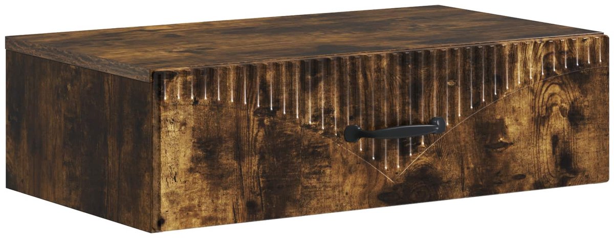 vidaXL Wandgemonteerde - Zijtafel - 59 - x - 34,5 - x - 17 - cm - Bewerkt - hout Gerookt eiken