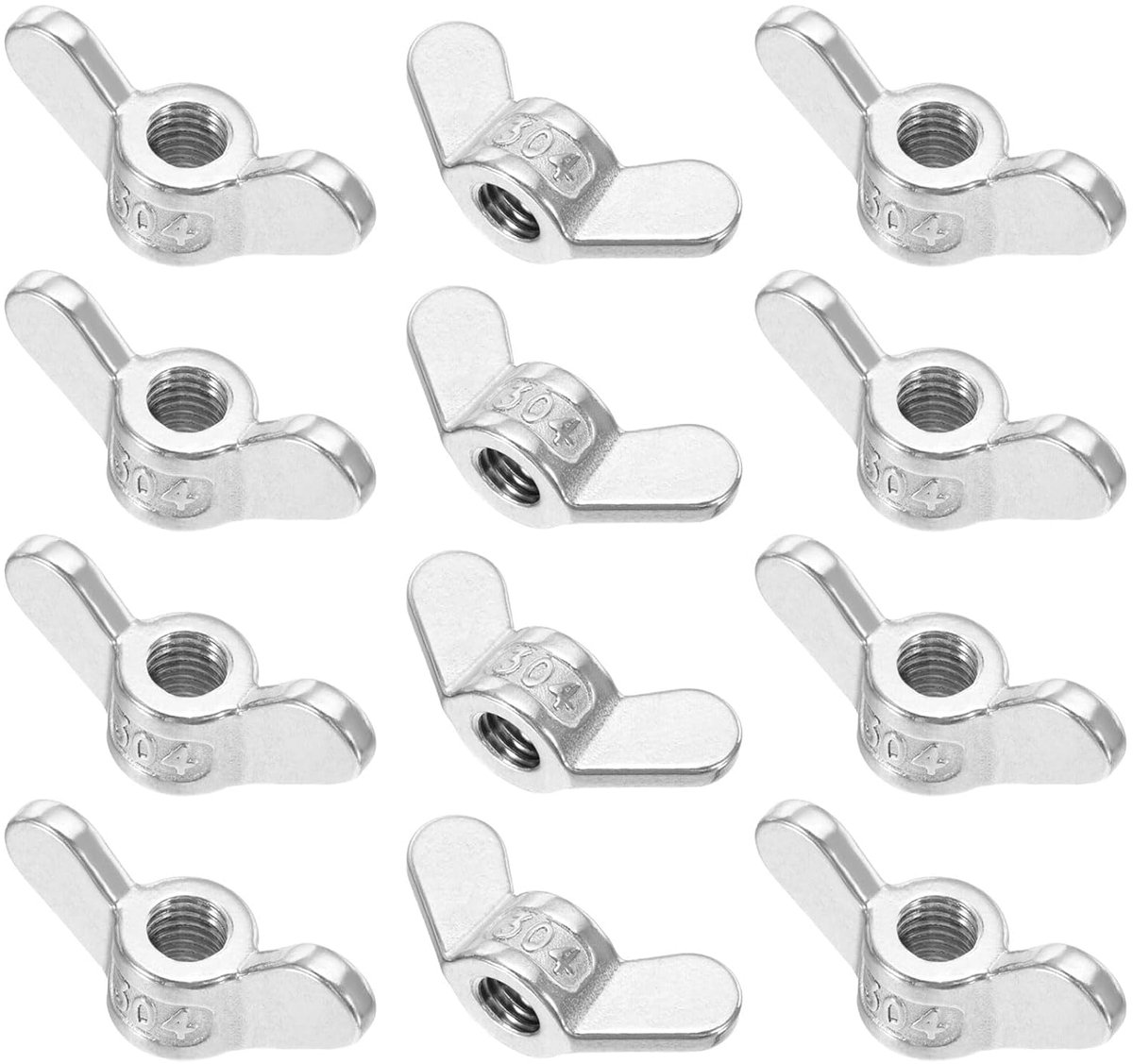 M10 Wing Nuts - 12pcs 304 Rvs Vlindernagels - Twist Bevestigingsonderdelen - Glad Afwerking - Vlindernagels voor Reparatie - Fabricage en Engineering