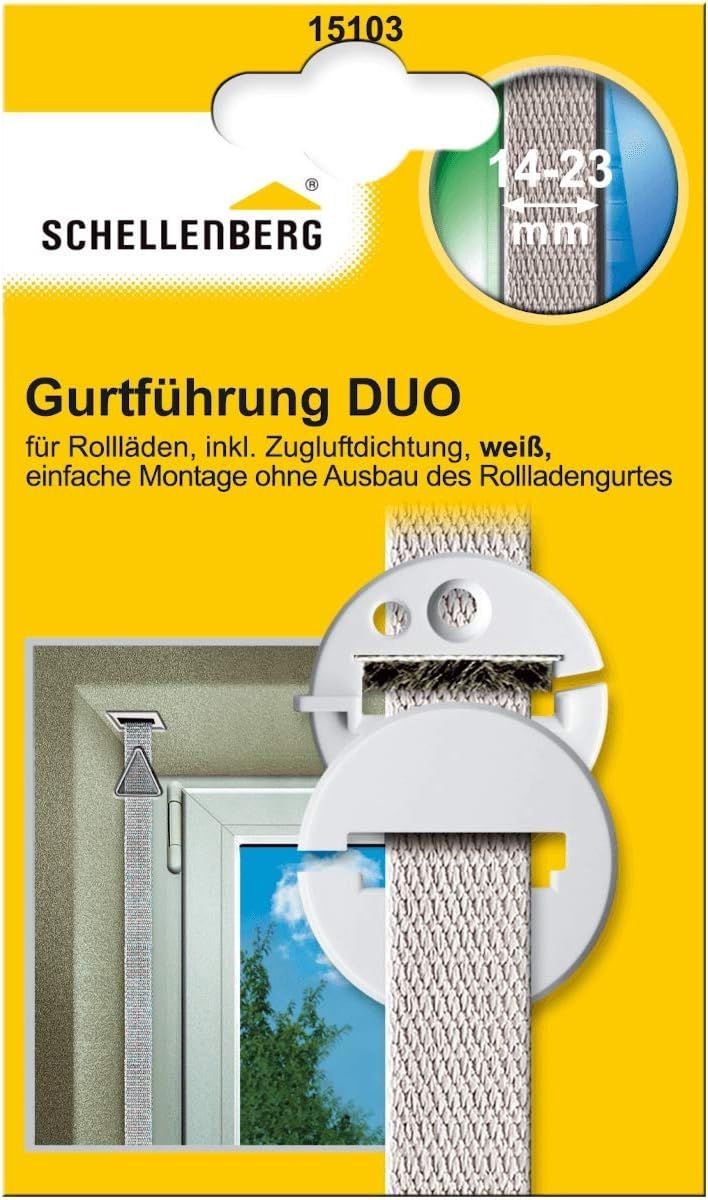 Schellenberg 15103 DUO ronde bandgeleider met tochtstrip voor MINI- en Maxi-systemen (rolluikband 14-23 mm breed)