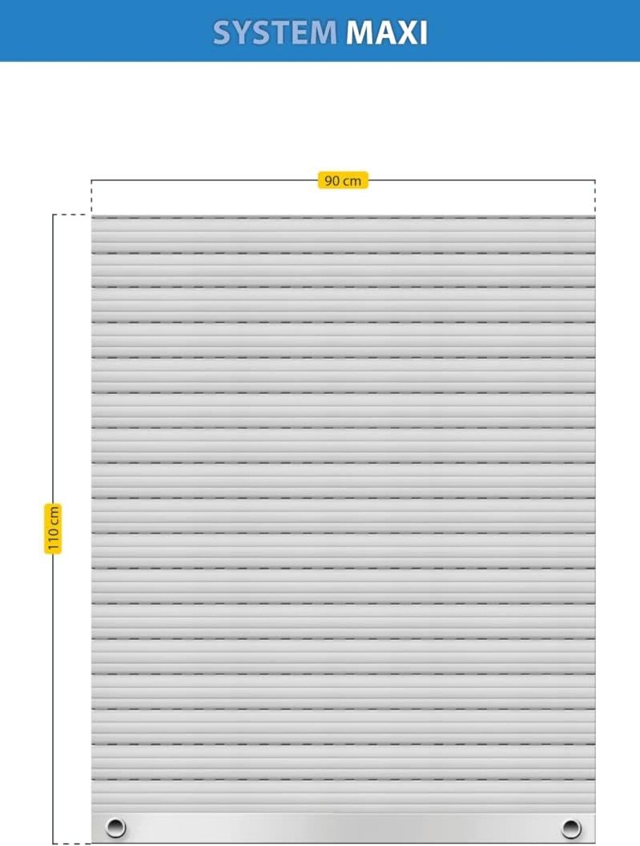 Schellenberg 39007 90 x 110 cm grijs, PVC Maxi rolluiklamellenset voor stalen buizen van 60 mm, breedte instelbaar, incl. rolluikophangveer, aluminium eindlamel, rolluikstopper