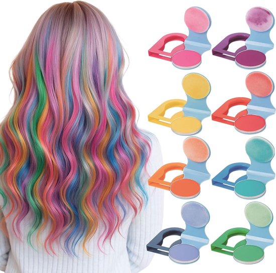 8 Haarkrijt - Regenboog Haar Krijt Haarkrijt - Tijdelijk Haarkrijt Set - Haarkleuring - Kleurrijke Wasbare - Ideaal voor Festival of Carnaval - Kinderfeestje - Veelkleurig - Kinderen Kado - Cadeautjes Dames