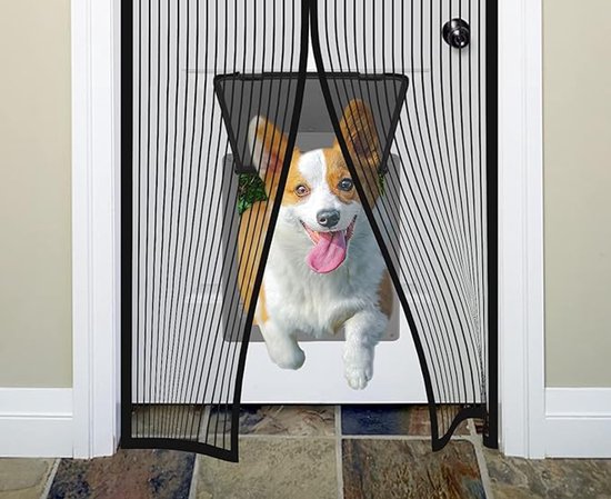 Magnetisch Horre Schuifpui Raamdeur, Anti-Vliegen Gordijn, Insectengaas, Zonder Boren (110x210cm, zwart) — afbeelding 4