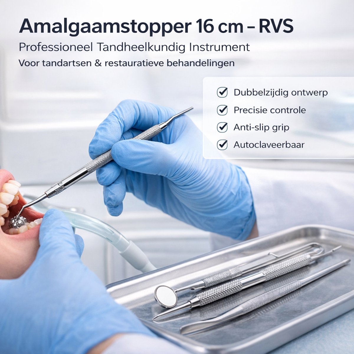 Belux Surgical Instruments – Amalgaamstopper 16 cm – RVS – Tandheelkundig Condensatie Instrument – Dental Plugger