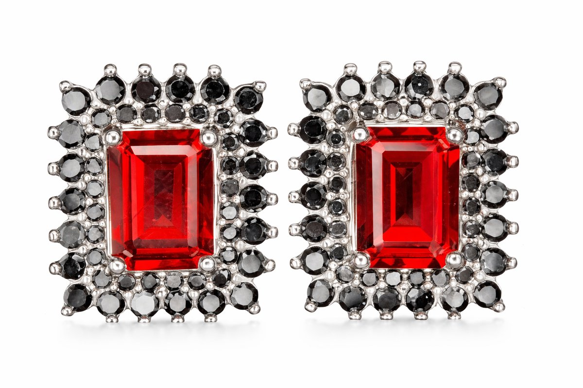 Oorstekers met Rhodoliet Granaat en Spinel in 925 Zilver - Gerhodineerd - Rode Edelsteen Oorbellen