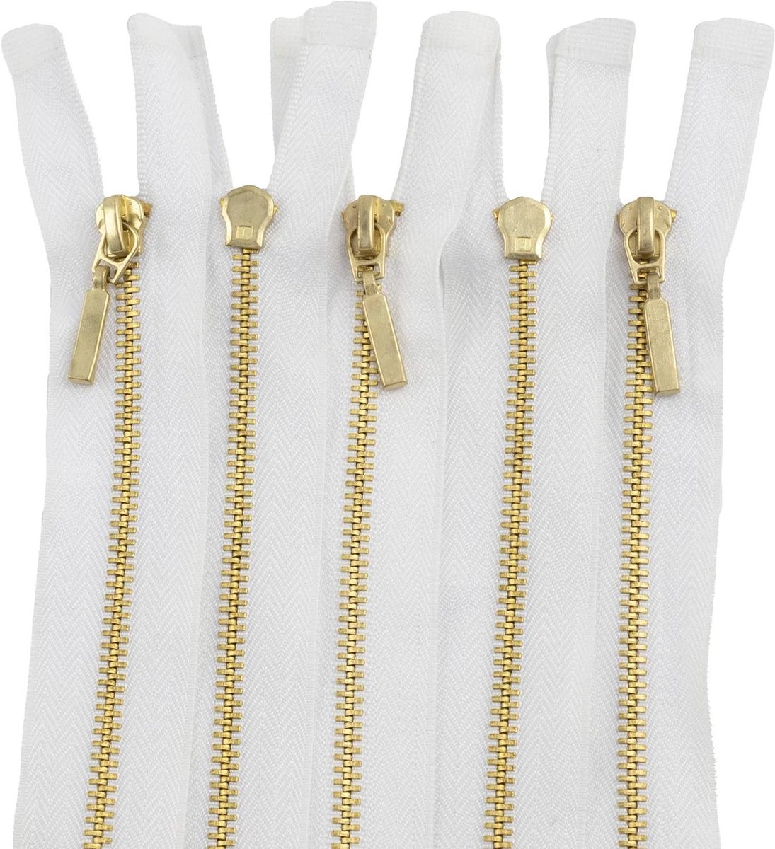 Afneembare ritssluitingen - Met decoratieve hanger - Kleding en accessoires - Metalen schuifknop - 55 cm lengte - Wit