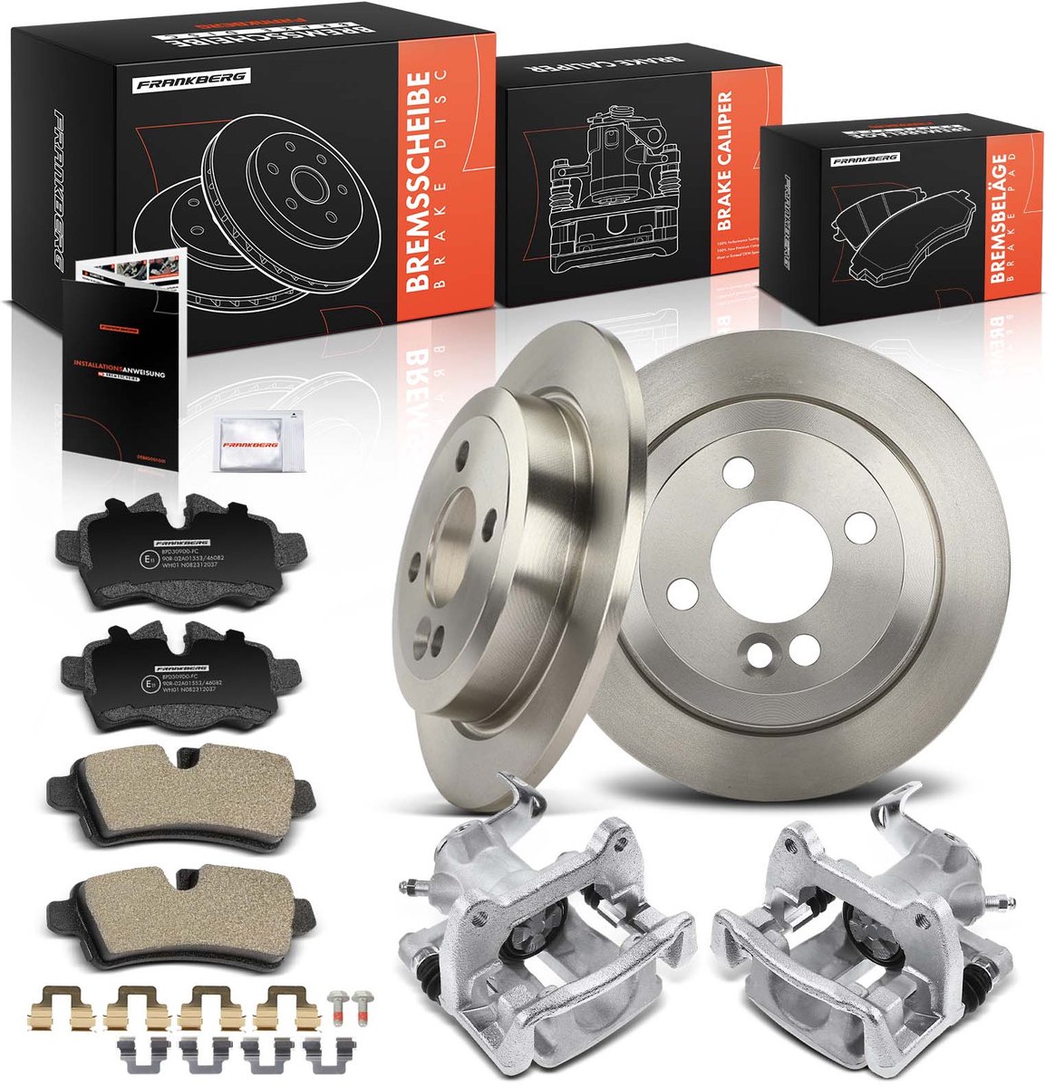 Frankberg 2x Remklauw+2x Remmen+4x Remblokken Achter voor MINI