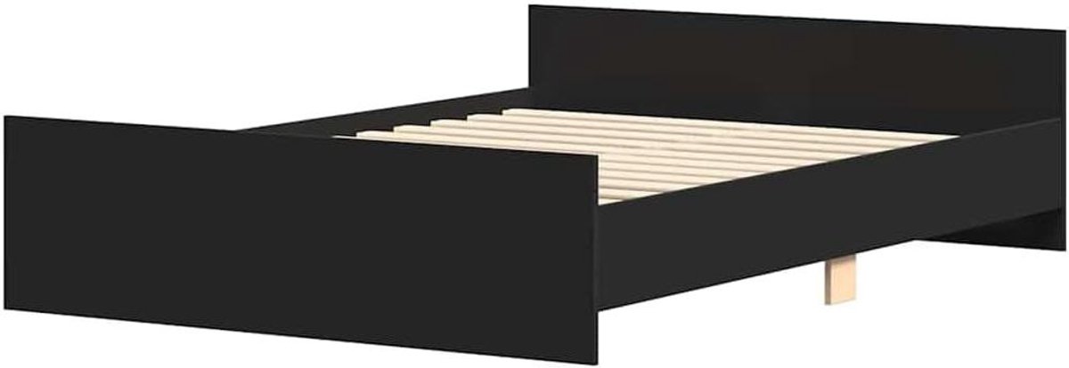 Bedframe Met Hoofdsteun - Slaapkamermeubel Boxspring - Goede Nachtrust - Stevige Lattenbodem - 140 x 190 cm - Zwart
