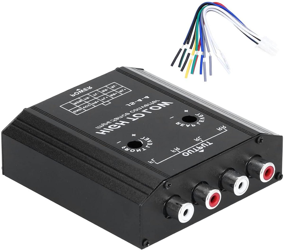 Audio Adapter - Signaal Converter - Auto Geluid Verbeteren - 4 Kanaals Conversie - 15x14x4 cm - Zwart