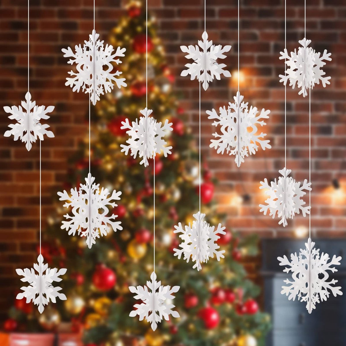 aladdien - Kerst decoratie - Sneeuwvlokken - 3D papier - Wit - Winter wonderland - Feestelijke sfeer - Geschikt voor kerst en verjaardagen - 12 stuks