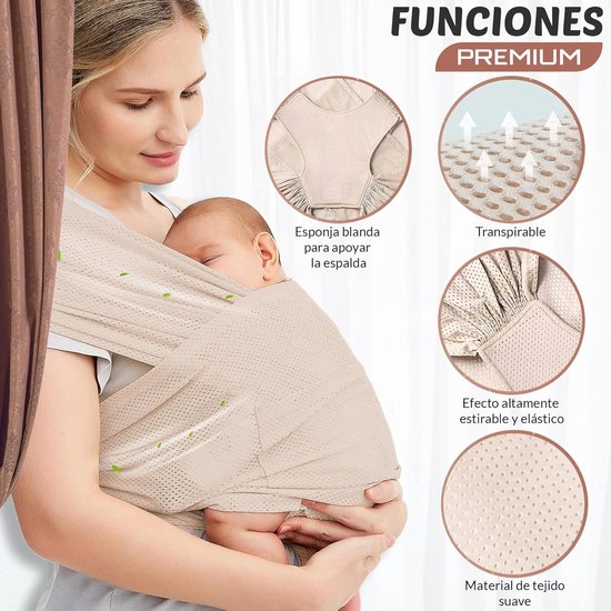 ECTEATOY® Zachte Baby Draagdoek - Ademend & Elastisch - Eenvoudig te Gebruiken en Aan te Passen — afbeelding 3