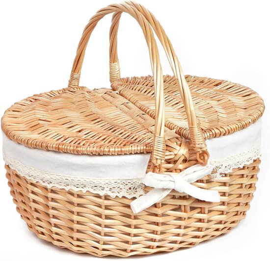matches21 HOME & HOBBY picknickmand voor 2 personen rieten mand bruin/beige 12 stuks inclusief herbruikbaar servies - b-ware