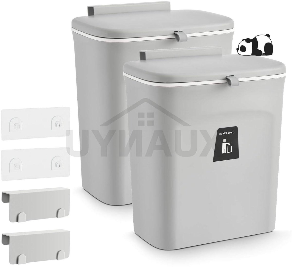 Compostbak Keuken - Afvalbak met deksel - Geurloos afval bewaren - Hangend of staand te gebruiken - 9 Liter - Grijs