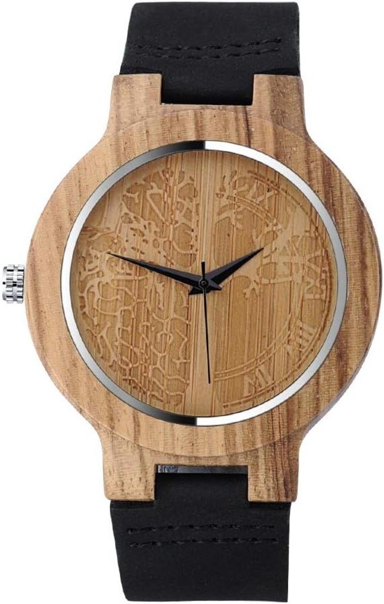 Houten Horloge - Natuurlijk Polshorloge - Dagelijks Gebruik - Unieke Zebra Hout - 18.2 x 12.4 x 3 cm - Bruin