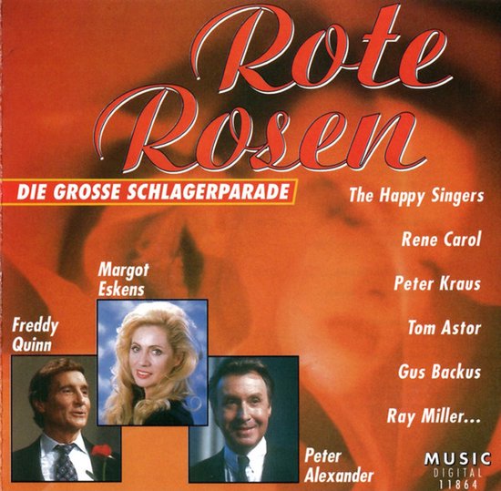 Albumcover 'Rote Rosen', met portretten van Freddy Quinn, Margot Eskens en Peter Alexander.