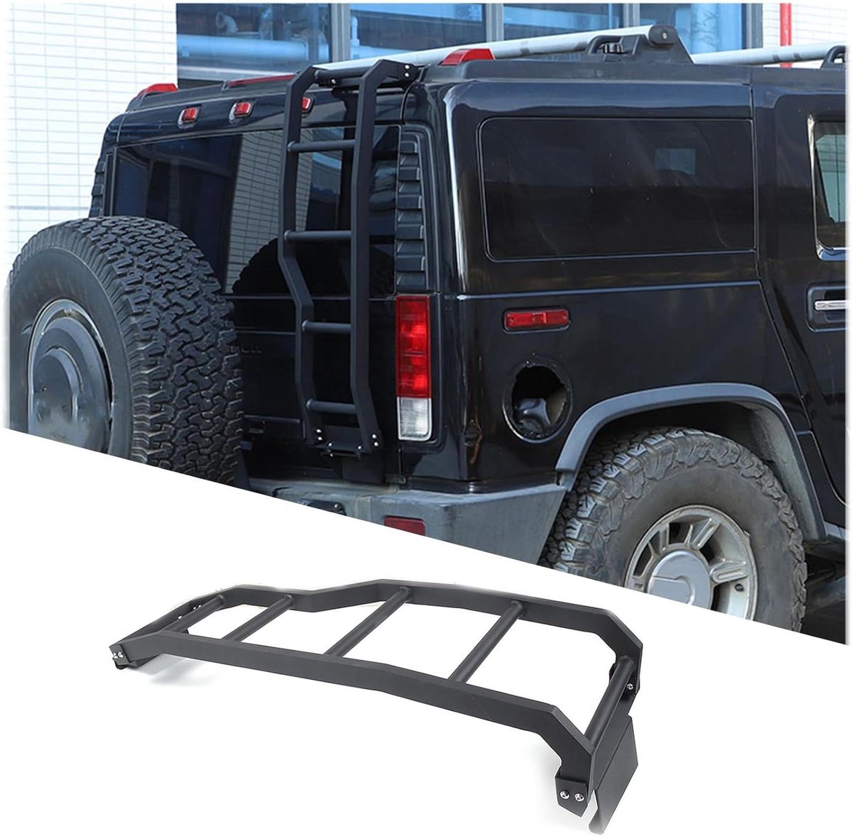 Dakdrager Ladder - Accessoire Auto - Veilig Transport - Aluminium Constructie - 96 x 31.5 cm - Zwart