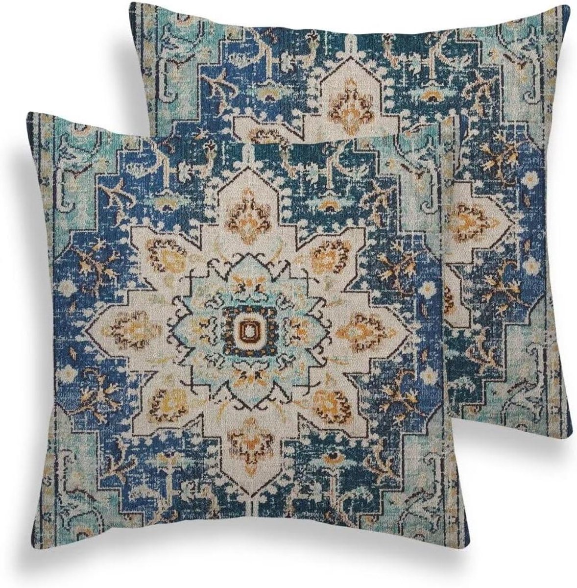 Kussenslopen Set - Sierkussenhoezen - Huis Decoratie - Verborgen Rits - 55x55 cm - Lichtblauw Beige