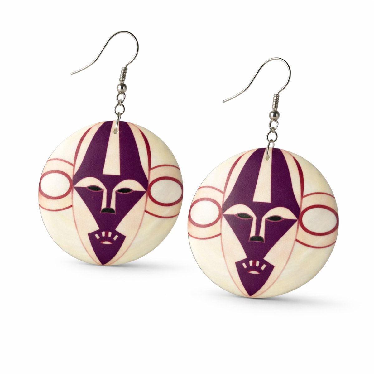 Behave - Statement oorbellen dames groot – schelp tribal print