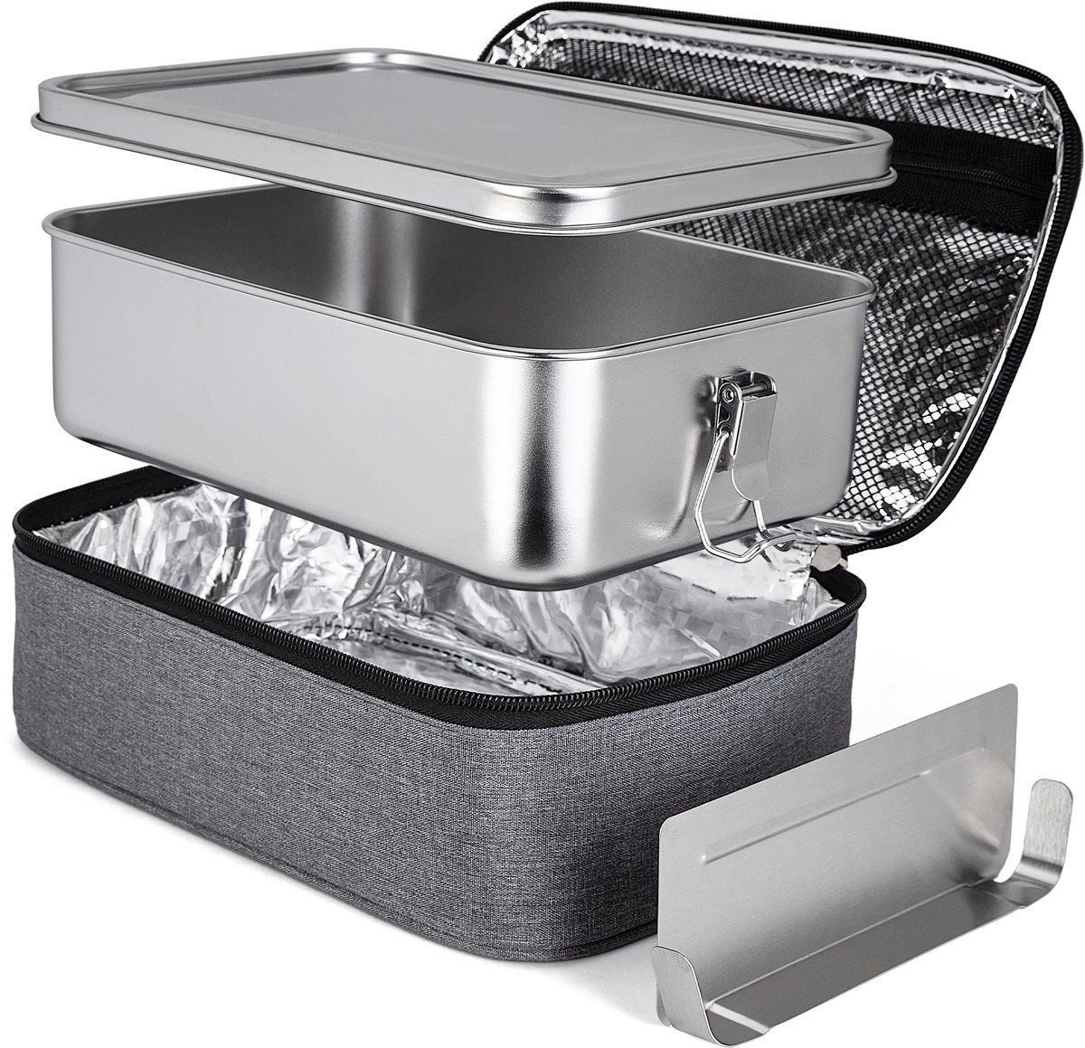 Rogi Broodtrommel - Lunchbox - Brooddoos - Inclusief Koeltas - Bento Box RVS - 2400ML