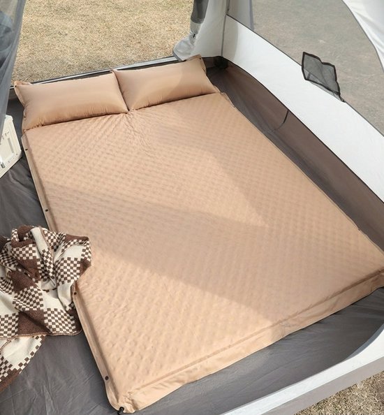 Zelfopblazende Slaapmat - 192x66 cm Extra Breed - 5 cm Dikte - Incl. Stofvrije Hoes - Comfortabe - Opvouwbaar Kamperen - Logeermatras - 1-Persoons - Kaki van Merkloos — afbeelding 4
