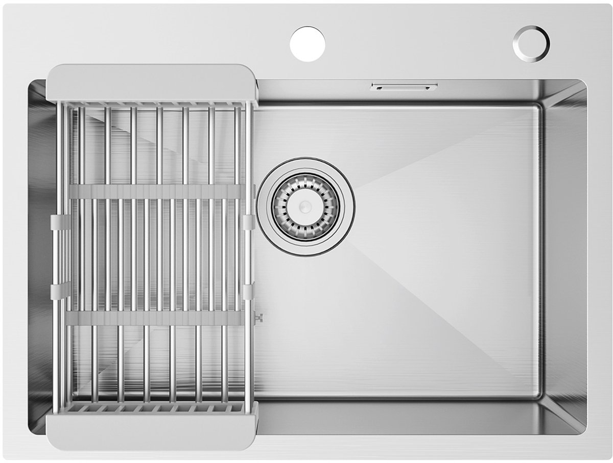 Sofetiy max Luxe Keuken Gootsteen - Spoelbak RVS 60x45 cm - Opbouw & Vlakbouw Wasbak - Handgemaakt 3mm Extra Dik Roestvrij Staal - Geluiddempend & Anti-Condens