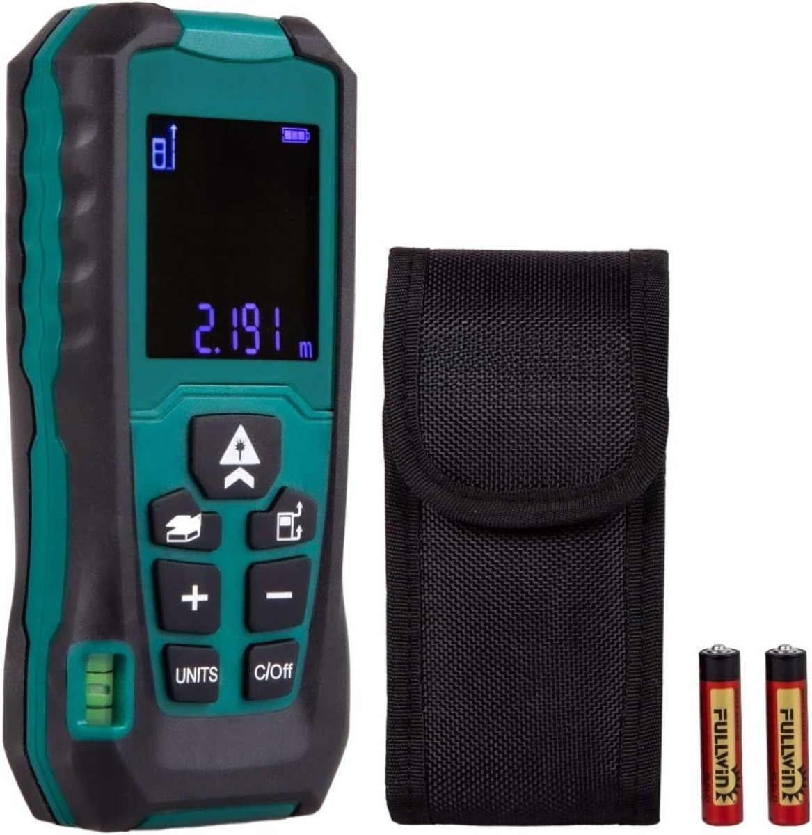 TIM® Lasermeter – Afstandmeter 50 Meter Bereik – Laser Meter Met Hoge Precisie – Afstandsmeter Laser – Rangefinder - Digitaal Meetlint - Blauwgroen - 19cm x 13cm x 5cm