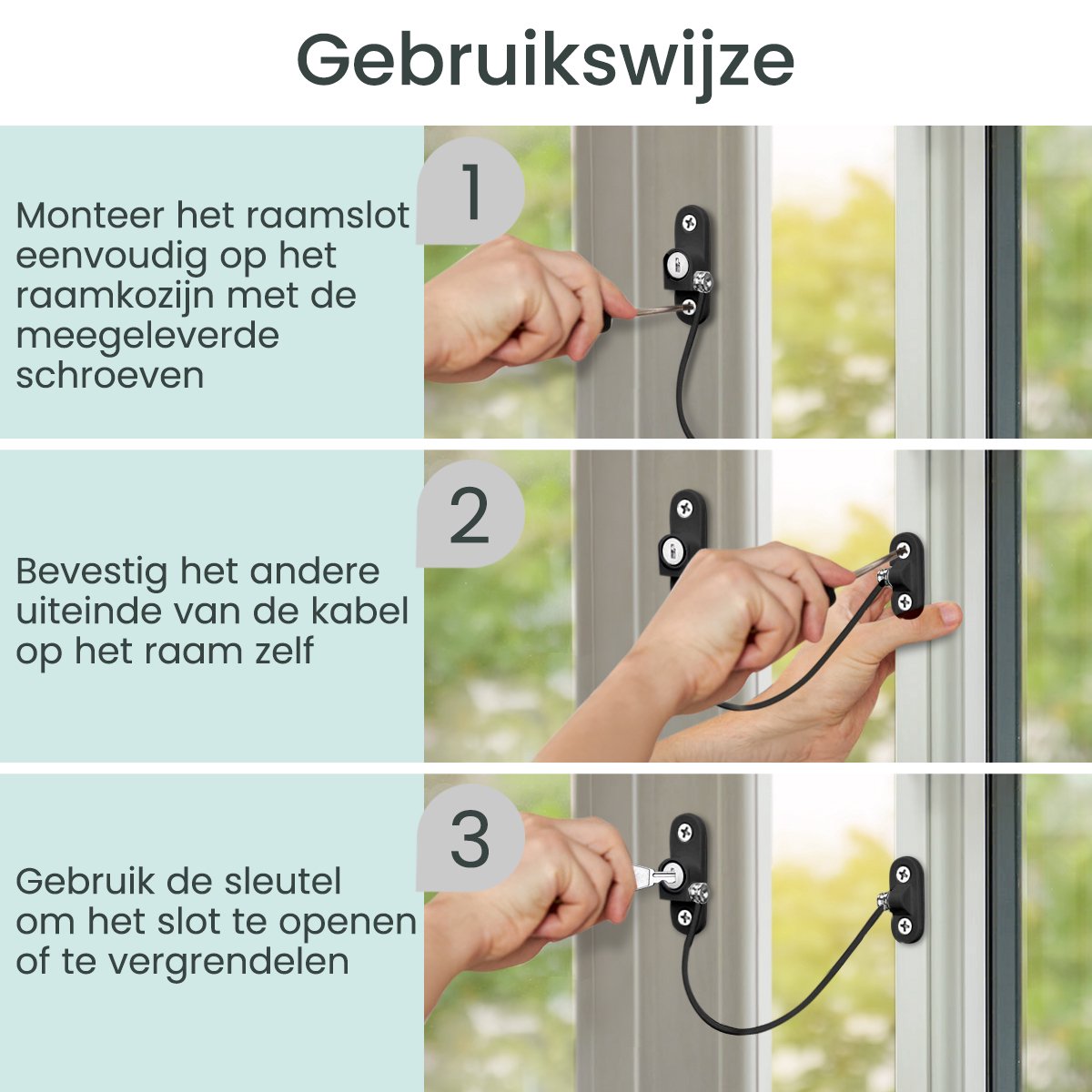 Purepeak Raamslot Kinderen Set 3 Stuks - Raambegrenzer - Zwart thumbnail 4