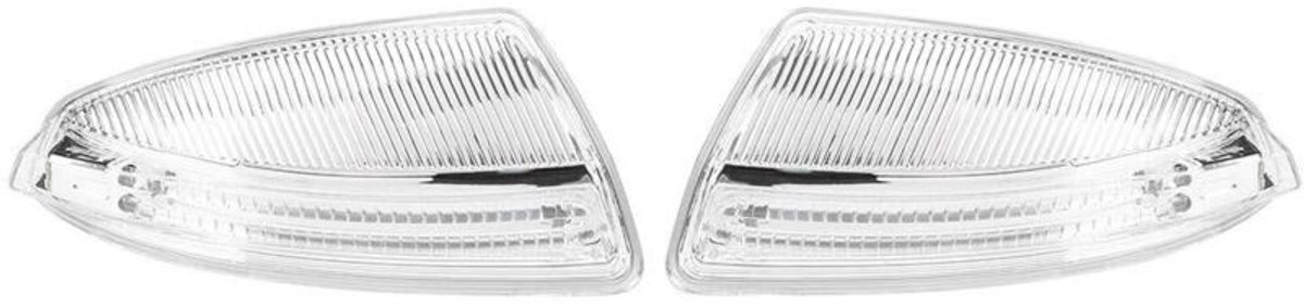 Een paar LED-richtingaanwijzers in de achteruitkijkspiegels, model A2048200721, geschikt voor Mercedes-Benz C-Klasse W204 modellen uit 2008-2010.
