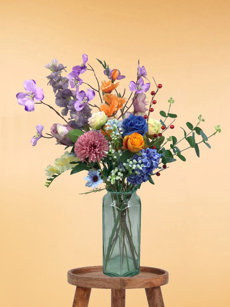 The Bloomistic® – Zijden Boeket – 70-80 cm hoog – Kunstbloemen – 21 stelen – moederdag – nepbloemen – housewarming cadeau – decoratie – decoratie woonkamer